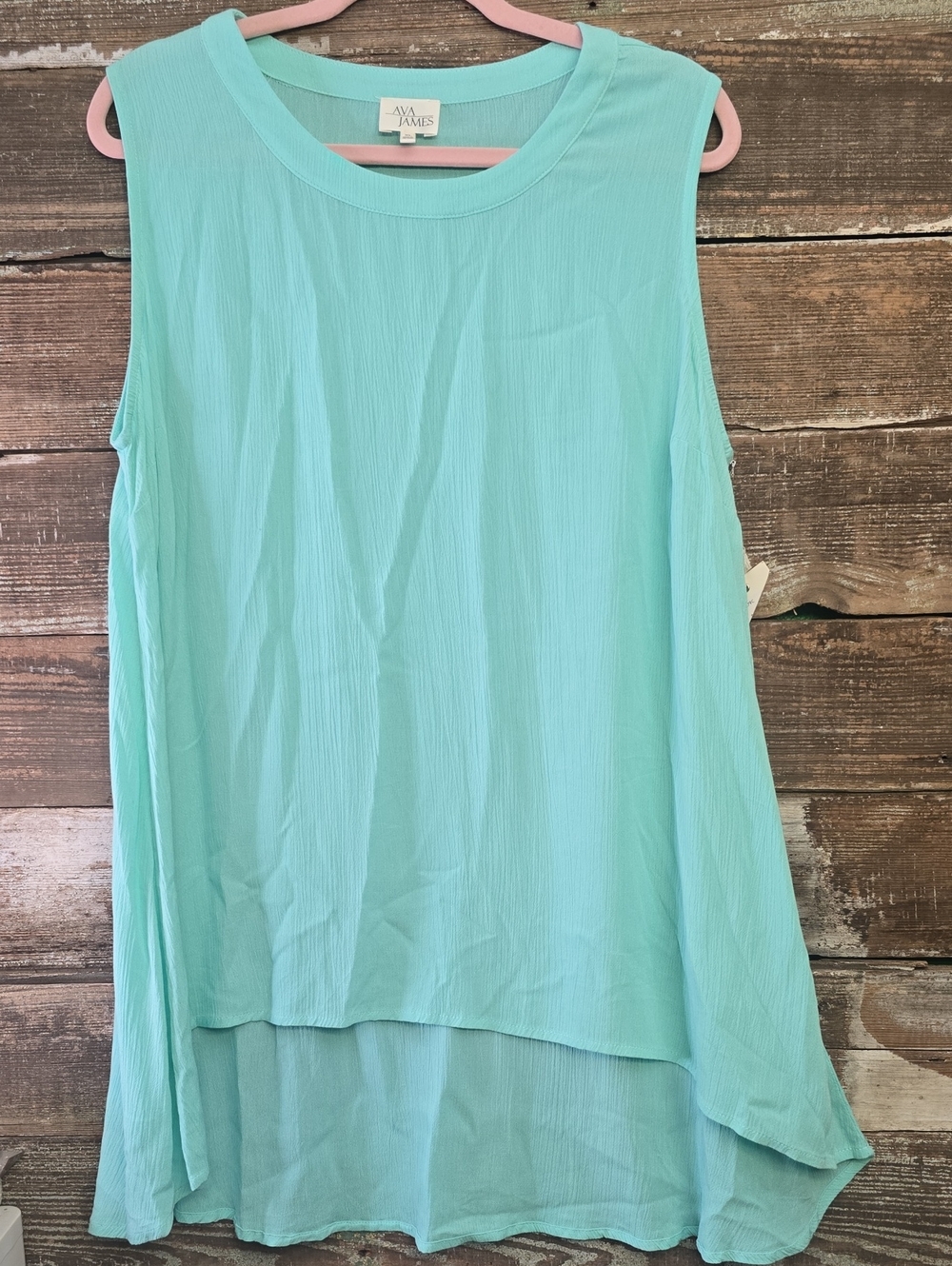 Ava James Mint Sleeveless High-Low Tunic Top, Size XL, NWOT